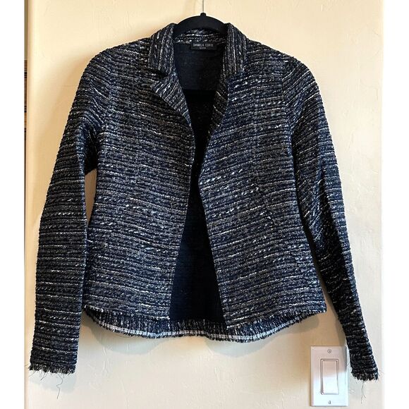 Daniela Corte Tweed Blazer Jacket Navy Grey Silver Size 38 XS - Picture 1 of 7